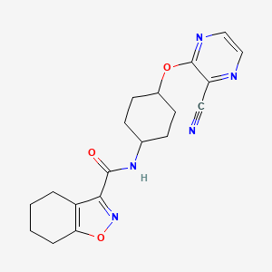 molecular formula C19H21N5O3 B2597041 N-((1r,4r)-4-((3-cyanopyrazin-2-yl)oxy)cyclohexyl)-4,5,6,7-tetrahydrobenzo[d]isoxazole-3-carboxamide CAS No. 2034247-09-9