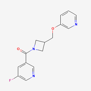 molecular formula C15H14FN3O2 B2597043 (5-Fluoropyridin-3-yl)-[3-(pyridin-3-yloxymethyl)azetidin-1-yl]methanone CAS No. 2379977-48-5