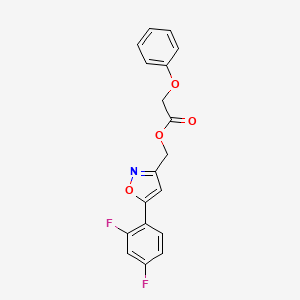 molecular formula C18H13F2NO4 B2597044 [5-(2,4-difluorophenyl)-1,2-oxazol-3-yl]methyl 2-phenoxyacetate CAS No. 1021024-88-3