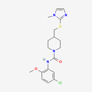 molecular formula C18H23ClN4O2S B2597065 N-(5-chloro-2-methoxyphenyl)-4-(((1-methyl-1H-imidazol-2-yl)thio)methyl)piperidine-1-carboxamide CAS No. 1428363-86-3