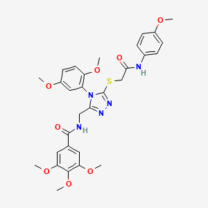 molecular formula C30H33N5O8S B2597068 N-{[4-(2,5-dimethoxyphenyl)-5-({[(4-methoxyphenyl)carbamoyl]methyl}sulfanyl)-4H-1,2,4-triazol-3-yl]methyl}-3,4,5-trimethoxybenzamide CAS No. 309968-21-6