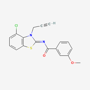 molecular formula C18H13ClN2O2S B2597103 N-[(2Z)-4-chloro-3-(prop-2-yn-1-yl)-2,3-dihydro-1,3-benzothiazol-2-ylidene]-3-methoxybenzamide CAS No. 868377-07-5