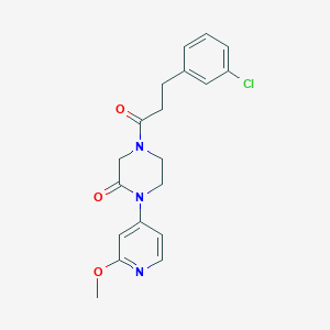 molecular formula C19H20ClN3O3 B2597130 4-[3-(3-Chlorophenyl)propanoyl]-1-(2-methoxypyridin-4-yl)piperazin-2-one CAS No. 2380084-80-8