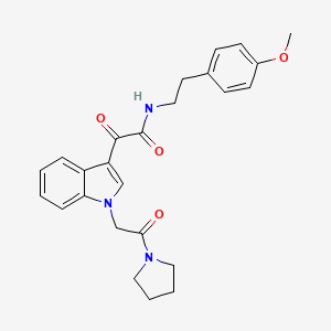 molecular formula C25H27N3O4 B2597135 N-(4-methoxyphenethyl)-2-oxo-2-(1-(2-oxo-2-(pyrrolidin-1-yl)ethyl)-1H-indol-3-yl)acetamide CAS No. 872849-20-2