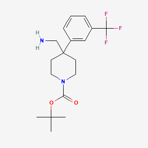 molecular formula C18H25F3N2O2 B2597141 Tert-butyl 4-(aminomethyl)-4-[3-(trifluoromethyl)phenyl]piperidine-1-carboxylate CAS No. 852937-43-0