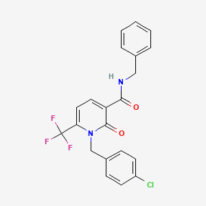 molecular formula C21H16ClF3N2O2 B2597145 N-benzyl-1-[(4-chlorophenyl)methyl]-2-oxo-6-(trifluoromethyl)pyridine-3-carboxamide CAS No. 551921-71-2