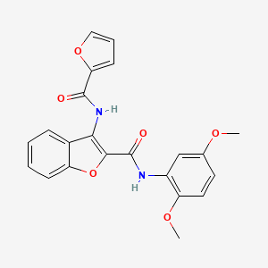 molecular formula C22H18N2O6 B2597150 N-(2,5-dimethoxyphenyl)-3-(furan-2-amido)-1-benzofuran-2-carboxamide CAS No. 872609-33-1