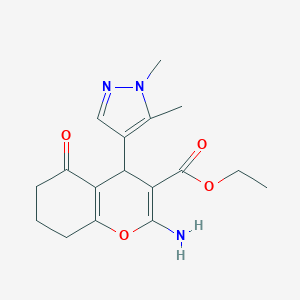 molecular formula C17H21N3O4 B259718 ethyl 2-amino-4-(1,5-dimethyl-1H-pyrazol-4-yl)-5-oxo-5,6,7,8-tetrahydro-4H-chromene-3-carboxylate 