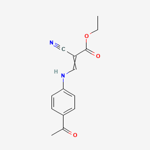 molecular formula C14H14N2O3 B2597190 ethyl 3-[(4-acetylphenyl)amino]-2-cyanoprop-2-enoate CAS No. 59747-01-2
