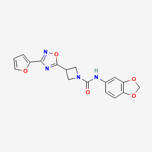 molecular formula C17H14N4O5 B2597196 N-(2H-1,3-BENZODIOXOL-5-YL)-3-[3-(FURAN-2-YL)-1,2,4-OXADIAZOL-5-YL]AZETIDINE-1-CARBOXAMIDE CAS No. 1428358-98-8