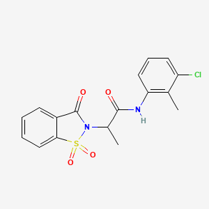 molecular formula C17H15ClN2O4S B2597202 N-(3-chloro-2-methylphenyl)-2-(1,1-dioxido-3-oxobenzo[d]isothiazol-2(3H)-yl)propanamide CAS No. 899996-78-2