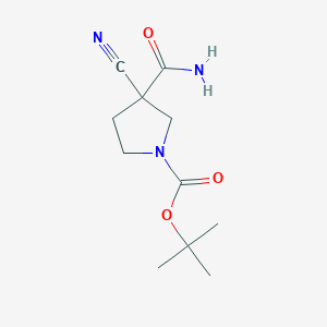 molecular formula C11H17N3O3 B2597210 tert-Butyl 3-carbamoyl-3-cyanopyrrolidine-1-carboxylate CAS No. 2193066-69-0