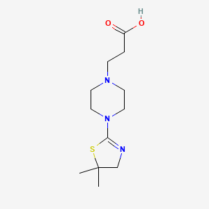 molecular formula C12H23Cl2N3O2S B2597240 3-[4-(5,5-Dimethyl-4,5-dihydro-1,3-thiazol-2-yl)piperazin-1-yl]propanoic acid CAS No. 1374408-50-0