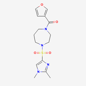 (4-((1,2-dimethyl-1H-imidazol-4-yl)sulfonyl)-1,4-diazepan-1-yl)(furan-3-yl)methanone