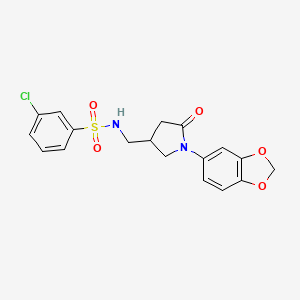 N-((1-(benzo[d][1,3]dioxol-5-yl)-5-oxopyrrolidin-3-yl)methyl)-3-chlorobenzenesulfonamide