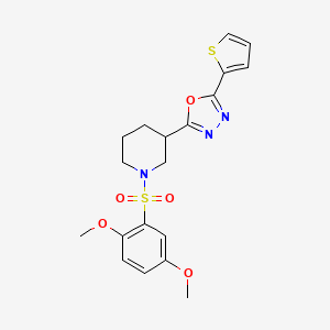 molecular formula C19H21N3O5S2 B2597256 1-(2,5-dimethoxybenzenesulfonyl)-3-[5-(thiophen-2-yl)-1,3,4-oxadiazol-2-yl]piperidine CAS No. 1105227-26-6