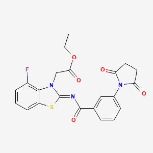 (Z)-ethyl 2-(2-((3-(2,5-dioxopyrrolidin-1-yl)benzoyl)imino)-4-fluorobenzo[d]thiazol-3(2H)-yl)acetate