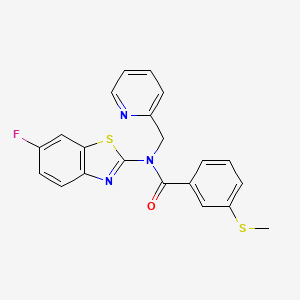 molecular formula C21H16FN3OS2 B2597259 N-(6-fluoro-1,3-benzothiazol-2-yl)-3-(methylsulfanyl)-N-[(pyridin-2-yl)methyl]benzamide CAS No. 886938-26-7