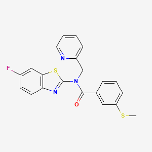 molecular formula C21H16FN3OS2 B2597259 N-(6-fluorobenzo[d]thiazol-2-yl)-3-(methylthio)-N-(pyridin-2-ylmethyl)benzamide CAS No. 886938-26-7