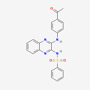 molecular formula C22H18N4O3S B2597260 N-(3-((4-acetylphenyl)amino)quinoxalin-2-yl)benzenesulfonamide CAS No. 577986-04-0