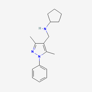 molecular formula C17H23N3 B2597280 N-((3,5-dimethyl-1-phenyl-1H-pyrazol-4-yl)methyl)cyclopentanamine CAS No. 1156760-52-9