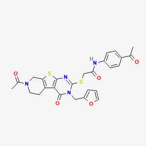 2-((7-acetyl-3-(furan-2-ylmethyl)-4-oxo-3,4,5,6,7,8-hexahydropyrido[4',3':4,5]thieno[2,3-d]pyrimidin-2-yl)thio)-N-(4-acetylphenyl)acetamide