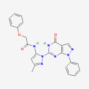 molecular formula C23H19N7O3 B2597292 N-(3-methyl-1-(4-oxo-1-phenyl-4,5-dihydro-1H-pyrazolo[3,4-d]pyrimidin-6-yl)-1H-pyrazol-5-yl)-2-phenoxyacetamide CAS No. 1019097-52-9