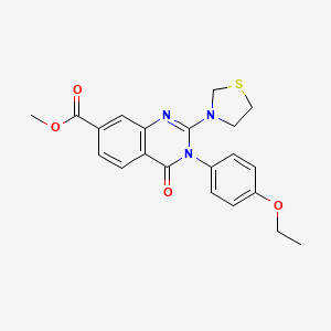 molecular formula C21H21N3O4S B2597293 Methyl 3-(4-ethoxyphenyl)-4-oxo-2-(1,3-thiazolidin-3-yl)-3,4-dihydroquinazoline-7-carboxylate CAS No. 1251584-80-1