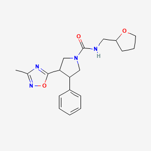 molecular formula C19H24N4O3 B2597322 3-(3-methyl-1,2,4-oxadiazol-5-yl)-N-[(oxolan-2-yl)methyl]-4-phenylpyrrolidine-1-carboxamide CAS No. 1904374-08-8