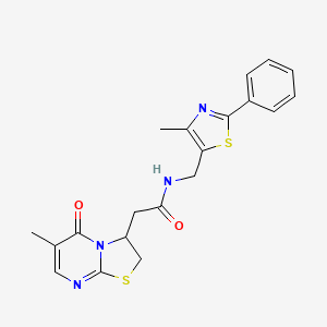 N-((4-methyl-2-phenylthiazol-5-yl)methyl)-2-(6-methyl-5-oxo-3,5-dihydro-2H-thiazolo[3,2-a]pyrimidin-3-yl)acetamide