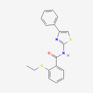 molecular formula C18H16N2OS2 B2597349 2-(ethylthio)-N-(4-phenylthiazol-2-yl)benzamide CAS No. 663188-08-7