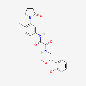 molecular formula C23H27N3O5 B2597353 N'-[2-methoxy-2-(2-methoxyphenyl)ethyl]-N-[4-methyl-3-(2-oxopyrrolidin-1-yl)phenyl]ethanediamide CAS No. 1798515-32-8