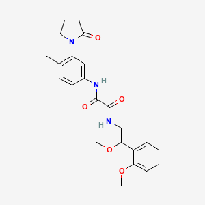 molecular formula C23H27N3O5 B2597353 N1-(2-methoxy-2-(2-methoxyphenyl)ethyl)-N2-(4-methyl-3-(2-oxopyrrolidin-1-yl)phenyl)oxalamide CAS No. 1798515-32-8