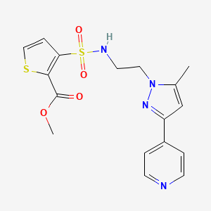 molecular formula C17H18N4O4S2 B2597360 methyl 3-({2-[5-methyl-3-(pyridin-4-yl)-1H-pyrazol-1-yl]ethyl}sulfamoyl)thiophene-2-carboxylate CAS No. 2034505-74-1