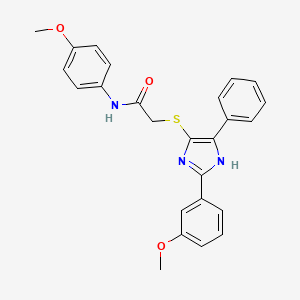 molecular formula C25H23N3O3S B2597401 N-(4-Methoxyphenyl)-2-{[2-(3-methoxyphenyl)-5-phenyl-1H-imidazol-4-YL]sulfanyl}acetamide CAS No. 865657-40-5