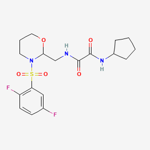 molecular formula C18H23F2N3O5S B2597429 N-cyclopentyl-N'-{[3-(2,5-difluorobenzenesulfonyl)-1,3-oxazinan-2-yl]methyl}ethanediamide CAS No. 869071-82-9