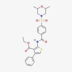 molecular formula C26H28N2O6S2 B2597440 ethyl 2-{4-[(2,6-dimethylmorpholin-4-yl)sulfonyl]benzamido}-4-phenylthiophene-3-carboxylate CAS No. 325729-51-9