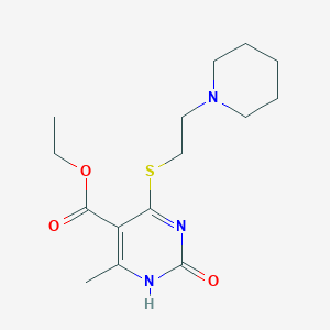 molecular formula C15H23N3O3S B2597471 Ethyl 6-methyl-2-oxo-4-((2-(piperidin-1-yl)ethyl)thio)-1,2-dihydropyrimidine-5-carboxylate CAS No. 899727-21-0