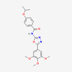 molecular formula C21H23N3O6 B2597474 4-isopropoxy-N-(5-(3,4,5-trimethoxyphenyl)-1,3,4-oxadiazol-2-yl)benzamide CAS No. 891122-30-8