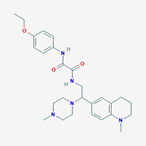 molecular formula C27H37N5O3 B2597477 N'-(4-ethoxyphenyl)-N-[2-(1-methyl-1,2,3,4-tetrahydroquinolin-6-yl)-2-(4-methylpiperazin-1-yl)ethyl]ethanediamide CAS No. 922120-88-5