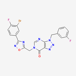 molecular formula C20H12BrF2N7O2 B2597528 6-((3-(3-bromo-4-fluorophenyl)-1,2,4-oxadiazol-5-yl)methyl)-3-(3-fluorobenzyl)-3H-[1,2,3]triazolo[4,5-d]pyrimidin-7(6H)-one CAS No. 1223979-44-9