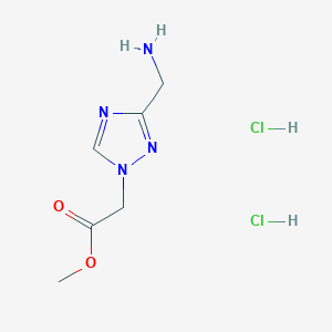 molecular formula C6H12Cl2N4O2 B2597531 methyl 2-[3-(aminomethyl)-1H-1,2,4-triazol-1-yl]acetate dihydrochloride CAS No. 2309447-76-3