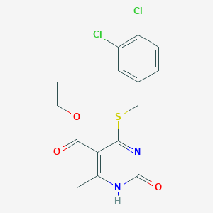 molecular formula C15H14Cl2N2O3S B2597534 ethyl 4-{[(3,4-dichlorophenyl)methyl]sulfanyl}-6-methyl-2-oxo-1,2-dihydropyrimidine-5-carboxylate CAS No. 899983-45-0