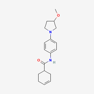 molecular formula C18H24N2O2 B2597537 N-[4-(3-METHOXYPYRROLIDIN-1-YL)PHENYL]CYCLOHEX-3-ENE-1-CARBOXAMIDE CAS No. 1797888-11-9