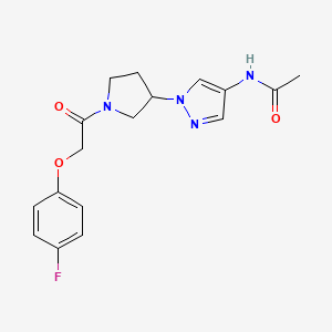 molecular formula C17H19FN4O3 B2597542 N-(1-{1-[2-(4-fluorophenoxy)acetyl]pyrrolidin-3-yl}-1H-pyrazol-4-yl)acetamide CAS No. 2415520-01-1