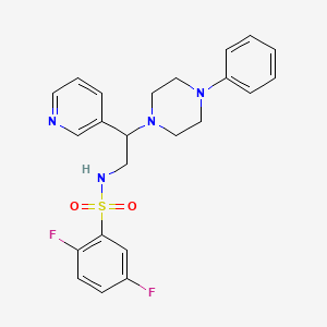 molecular formula C23H24F2N4O2S B2597548 2,5-difluoro-N-[2-(4-phenylpiperazin-1-yl)-2-(pyridin-3-yl)ethyl]benzene-1-sulfonamide 