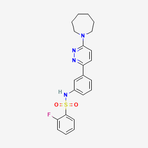 molecular formula C22H23FN4O2S B2597552 N-{3-[6-(azepan-1-yl)pyridazin-3-yl]phenyl}-2-fluorobenzene-1-sulfonamide CAS No. 904822-75-9