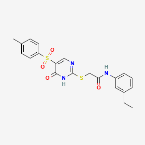 molecular formula C21H21N3O4S2 B2597564 N-(3-ethylphenyl)-2-((6-oxo-5-tosyl-1,6-dihydropyrimidin-2-yl)thio)acetamide CAS No. 866866-14-0