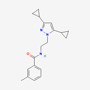 molecular formula C19H23N3O B2597566 N-[2-(3,5-dicyclopropyl-1H-pyrazol-1-yl)ethyl]-3-methylbenzamide CAS No. 2320176-59-6
