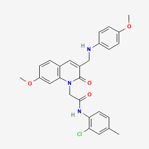 molecular formula C27H26ClN3O4 B2597567 N-(2-chloro-4-methylphenyl)-2-(7-methoxy-3-{[(4-methoxyphenyl)amino]methyl}-2-oxo-1,2-dihydroquinolin-1-yl)acetamide CAS No. 893788-74-4